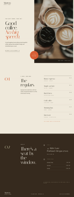 Coffee shop page generated by GPT 5.6 Sol (low effort) — left run