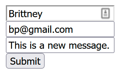 Info filled into a form