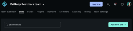 Select Sites page from the nav bar