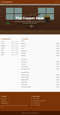 Coffee shop page generated by DeepSeek V4 Flash 0731 — right run