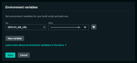 A screenshot showing the deploy me url has been added into the UI, ready to click save