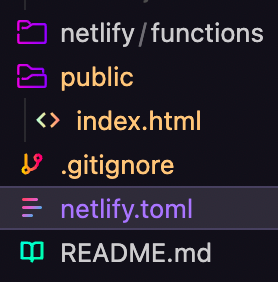 netlify.toml file highlighted in list of files