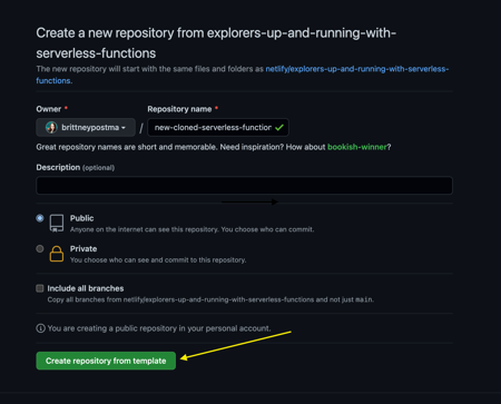 Create repository from template button