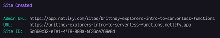 Site Created, list of URLs and site id