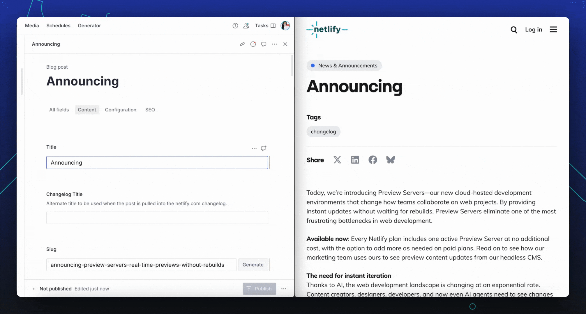 Previewing a headless CMS content change