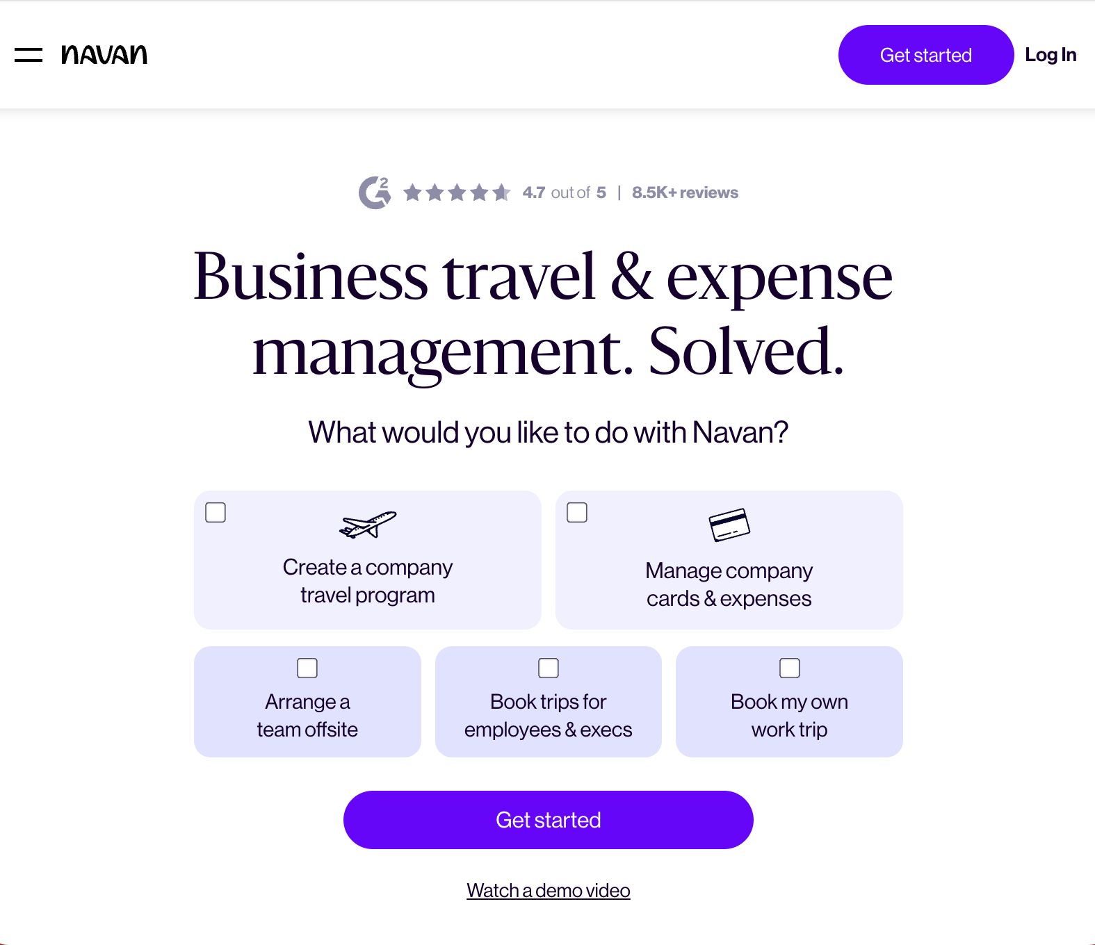 Navan marketing site homepage
