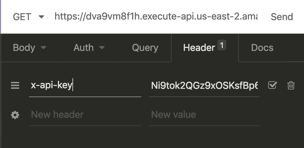 Insomnia app - adding an API key