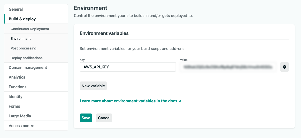 Netlfiy app environment screen