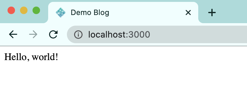 Hello, World Next.js site on localhost, in the browser