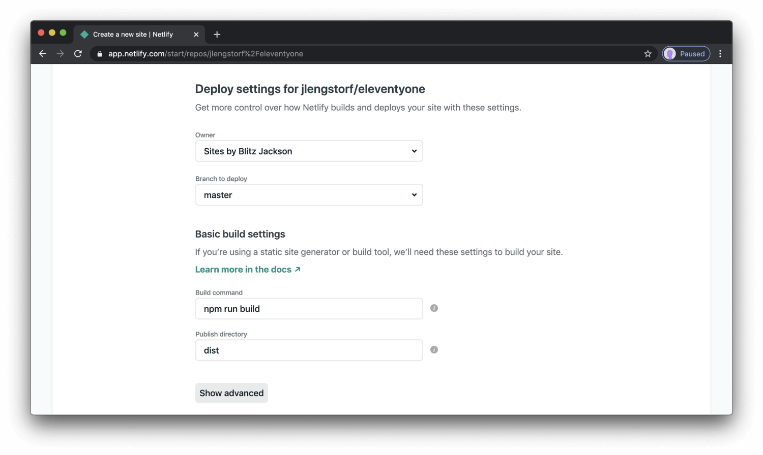 step 5 - configure site settings in Netlify app