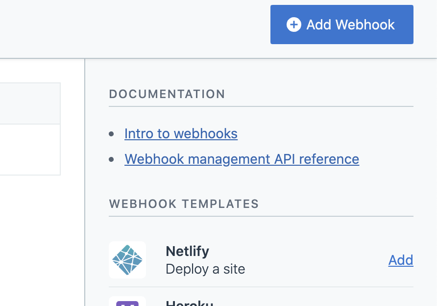 Contentful adding a webhook