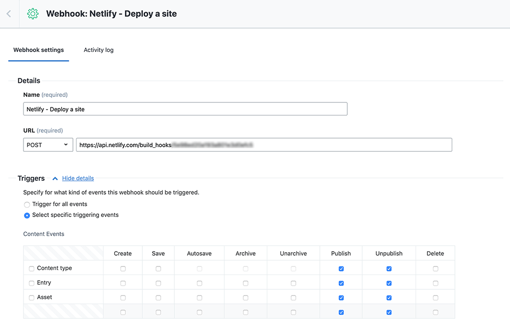 Contentful dashboard