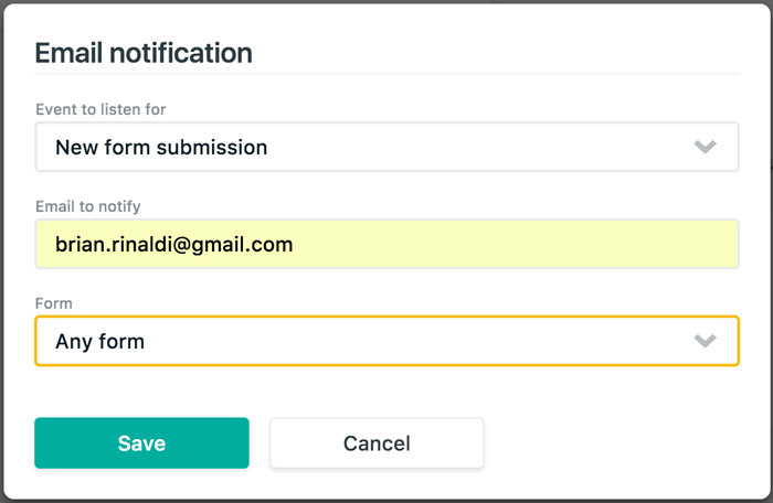 Setting up an email notification