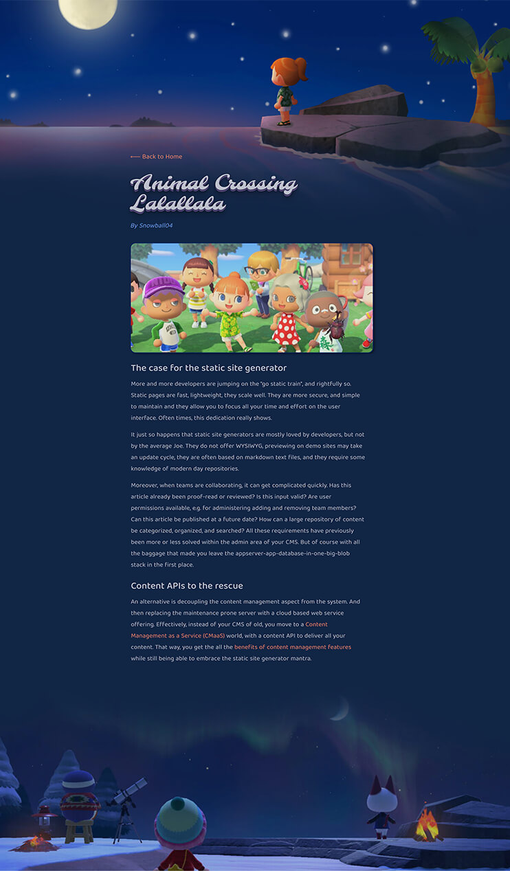 preview shot of the contentful blog